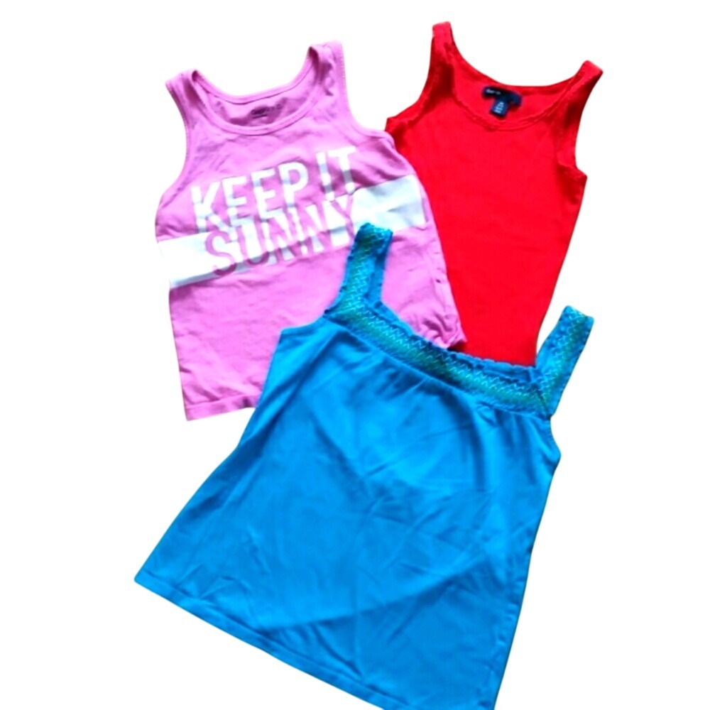GAP Girls 3 Pack Tank Tops Size XS (4-5)- Turquoise, Pink, Red
